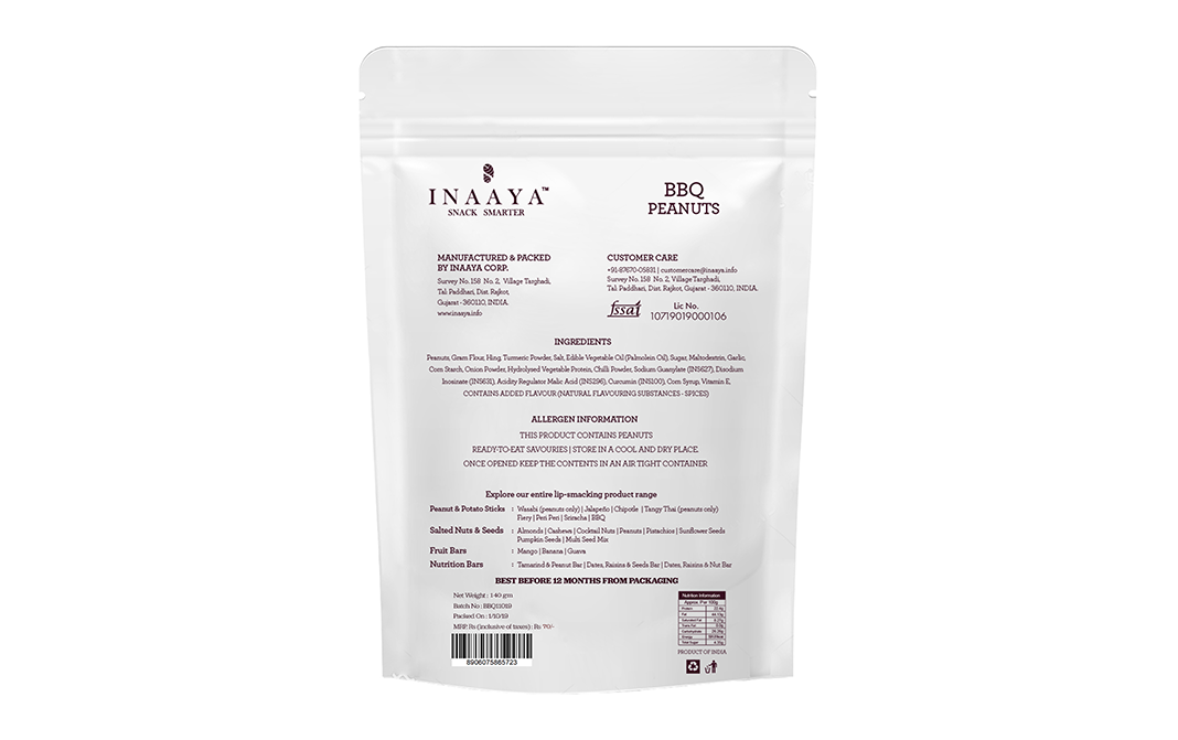 Inaaya BBQ Peanuts-    Pack  140 grams